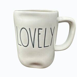 Rae Dunn LOVELY Mug Large Coffee Cup Ceramic Magenta LL Farmhouse Gift White 1